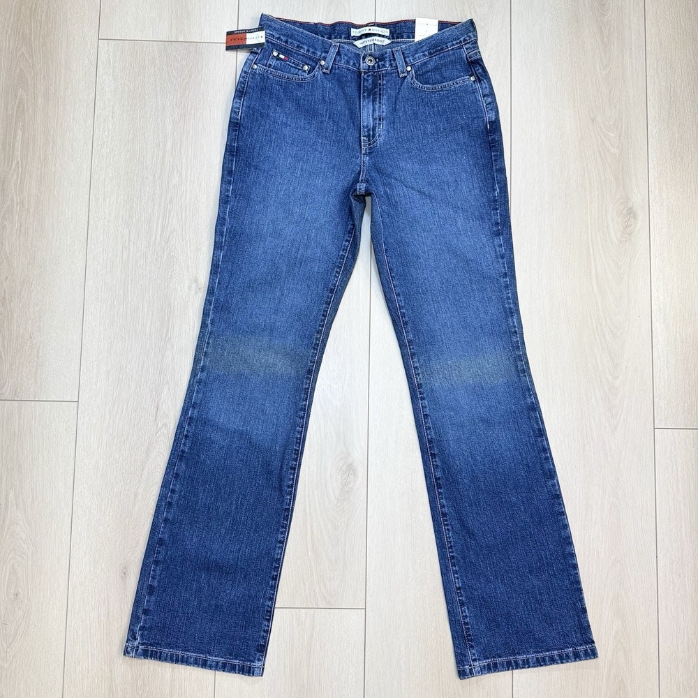 VTG Y2K Tommy Hilfiger Hipster Boot Jeans Womens 2 Blue Stretch Denim NWT 2003